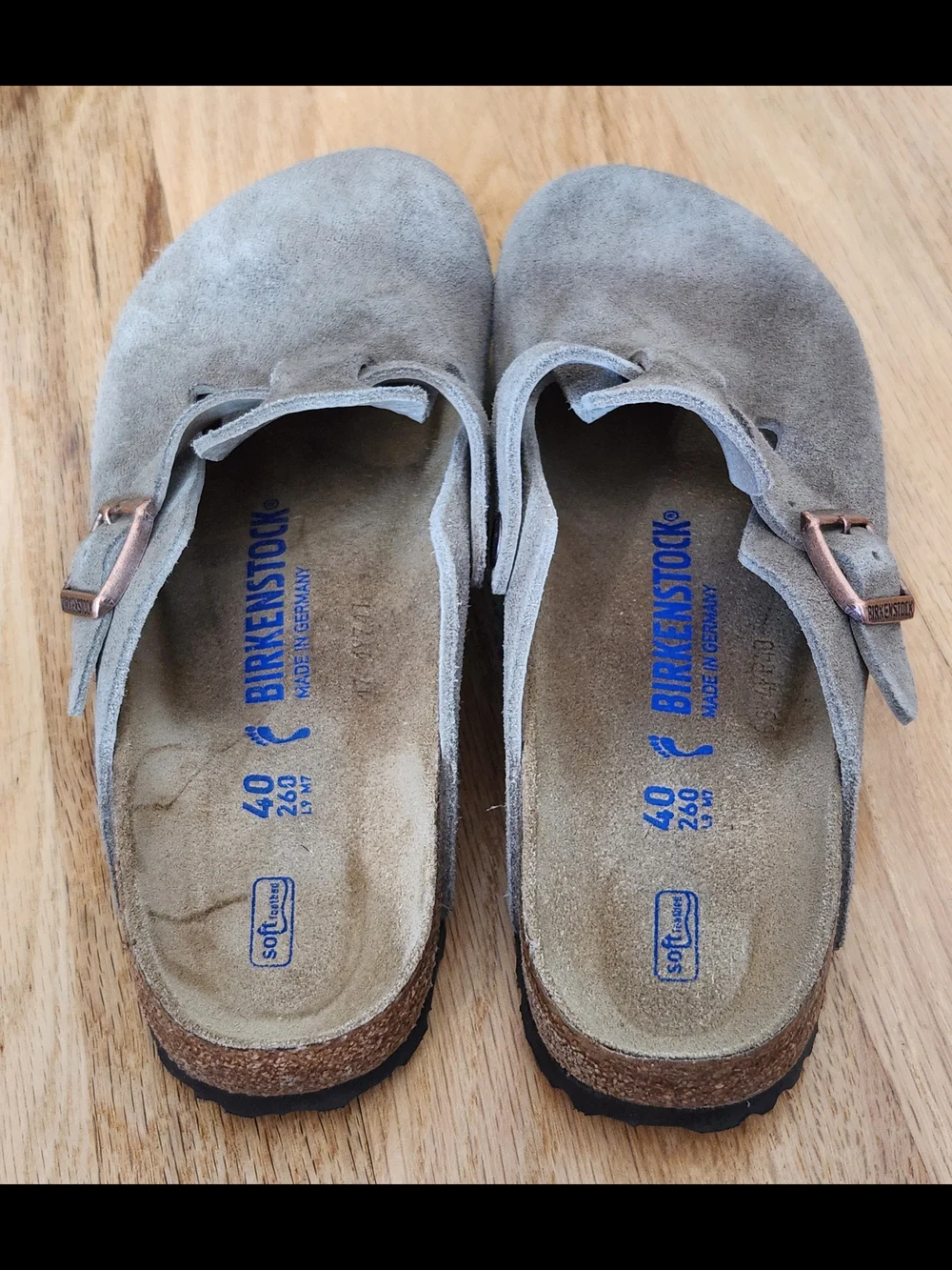 Womens 40 Birkenstock Boston Suede Clog Soft Footbed - Taupe - Picture 3 of 7